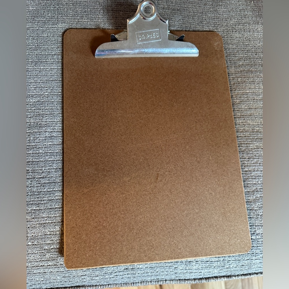 Staples 9” x 12” letter size Tan Document Holder Lot of 9 clip boards. Like new
